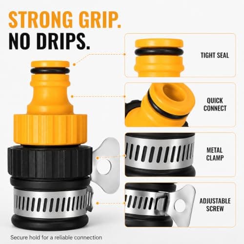 Maccyi 2 Pack Kitchen Tap Hose Connector,4/6mm Tap Connector For Hose Pipe,Hose Adapter For Kitchen Tap, Kitchen Bathroom Garden Indoor Outdoor Use Car Washing Tool Free Installation(Yellow) — view 3