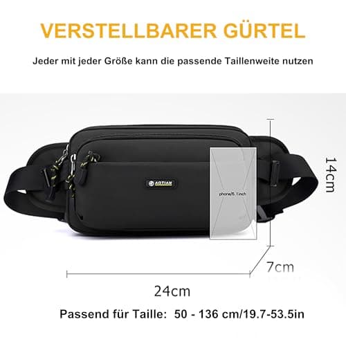 Bum Bag Fanny Pack Waist Packs Crossbody Chest Bag for Men Hip Bag with 6 Zippered Pockets Nylon Fanny Pack for Dog Walking, Outdoor Activities, Running, Travel, Hiking — view 2
