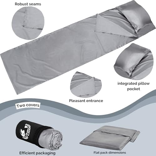 Backpacker's Journey Sleeping Bag Liner 155 g, Microfibre - Ultralight Travel Sheet 220 x 70 cm with Compression Sack — view 4