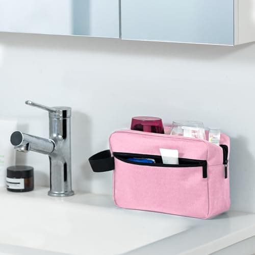 Elviros Lightweight Hanging Travel Toiletry Bag Small for Women Men, Pink — view 6