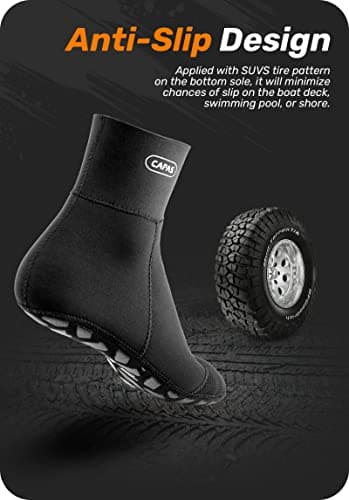 CAPAS Wetsuit Socks, Anti-slip Neoprene Men Women Waterproof Socks, Sand-proof Beach Water Sports Keep Warm Water Sock for Diving Snorkeling Swimming (Black, M) — view 6