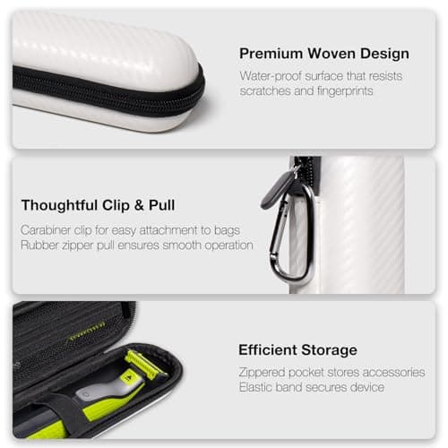 Nincha Travel Case Compatible with Philips Hybrid Electric Trimmer and Shaver, Face + Body Groomer QP2724/90, QP2834/70, QP1924/70, QP6531/70, QP4631/90, Hard Carrying Case, Portable Bag，White — view 3