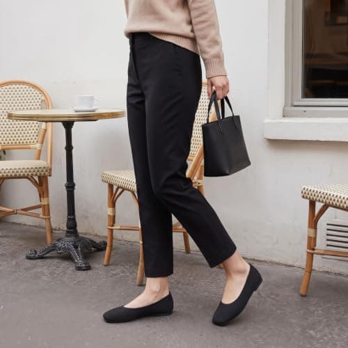 DUUCUB Women's Flats Shoes Women Comfortable Dress Shoes Squared Toe Flats Ballet Mesh Knit Flat Dressy Slip on Business Casual Shoes for Women Black Size 7 — view 3