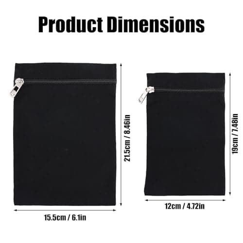 2pcs Sew-in Side Pocket with Zipper, Sew on Hidden Pockets Coat Inside Pockets Security Sewing Drainage Pouch for Travel Clothing Jacket Puffer Robes Hoodie (2 Sizes, Black) — view 2