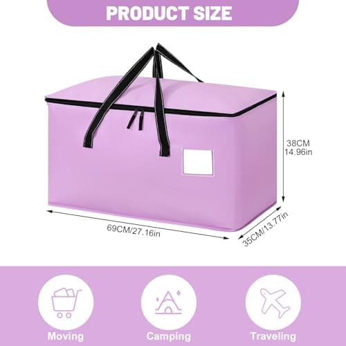Dntorx 2 Pack 90L Moving Bags, Waterproof Moving Boxes With Zips, Purple — view 2