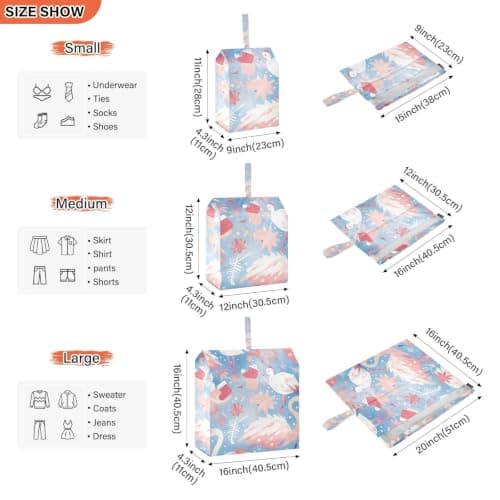 Flamingos in Winter 3 Piecing Packing Travel Bag Stackable Closet Organizer Bag Space Saver Bags Organizers And Storage For Office — view 5
