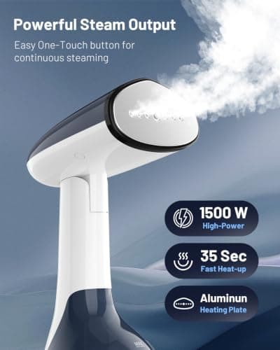 BEAUTURAL Portable Handheld Clothes Steamer, Foldable Design, 1500W — view 2