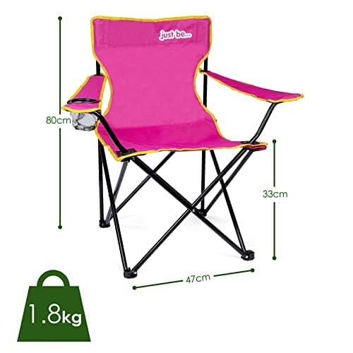 just be... (2 pack) Camping Chair Dark Pink with Yellow Trim — view 3