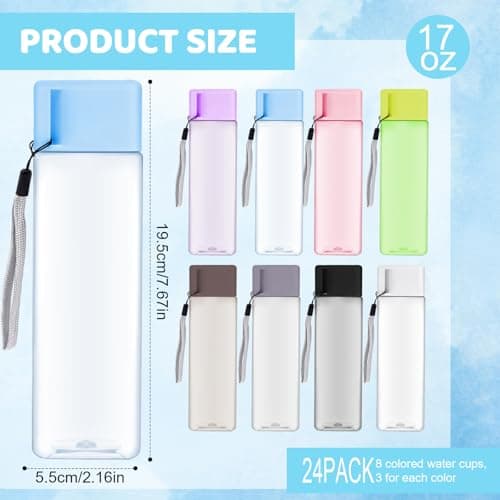 24 Bulk Water Bottles and Sports Bottles, 500ml Plastic Bottles with Straps — view 2