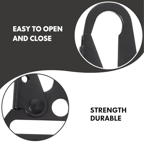 Healeved 12pcs Black Zinc Alloy Carabiner Clips Multifunctional Spring Snap Hooks Not Easy to Break for Outdoor Hanging Baskets and Keychains — view 5