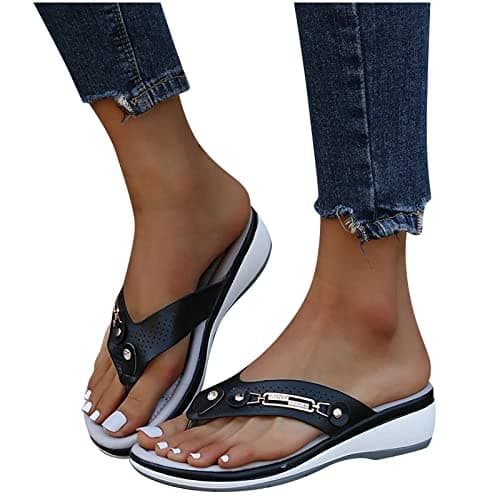 Women's Orthopedic Sandals Flip Flops Arch Support Thong Sandal Ladies Open Toe Wedge Slippers Metal Buckle Shower Sandals House Slippers Shoes Anti Slip Shower Slides Comfortable Slip on Slipper — view 4