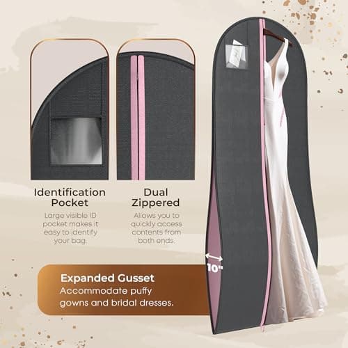 Women’s Dress and Gown Garment Bag -72”x24” and 10” Tapered Gusset -Your Bags Charcoal Grey (She Said Yes) — view 4