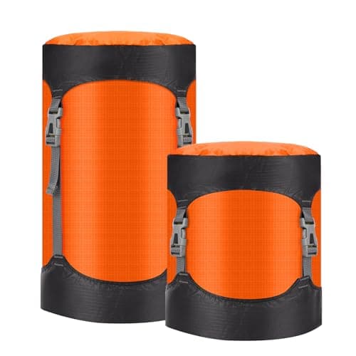 Risipu Compression Stuff Sack, 8L/15L/25L/35L/52L Sleeping Bag Compression Sack Great for Compression Bag Waterproof Outdoor Storage Bag for Backpacking, Traveling,Hiking and Camping (Orange, XXL)