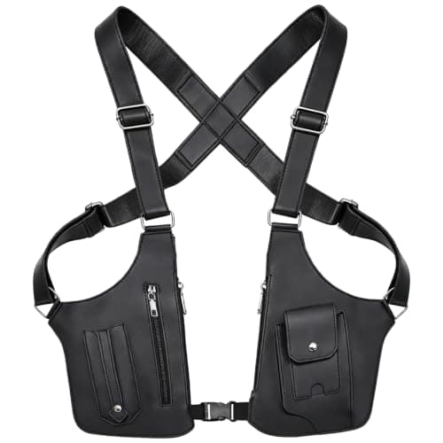 Underarm Shoulder Bag for Men & Women - Hidden Anti-Theft Double Shoulder Armpit Bag, Faux Leather RFID Protection with Elastic Connecting Strap for Travel, Work and Hiking
