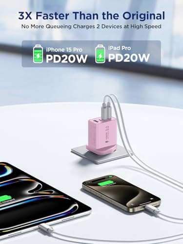 2-Pack USB C Plug, 40W USB C Charger Fast Charge 4 Port PD Type C Charging Plugs + QC USBPlug UK USBC Power Adapter Multi Plugs Samsung Charger Plug for iPhone 16, iPad, Samsung, Huawei, Xiaomi, Oppo — view 2