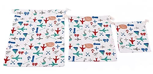 Amoyie Linen Drawstring Bag 3pcs, Kids Storage Bag, Fabric Organiser Pouch — view 3