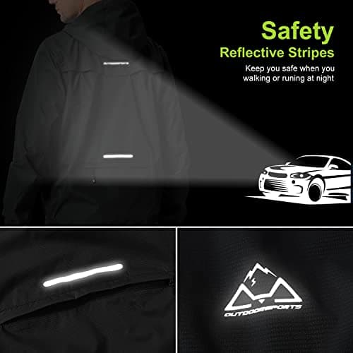 Rdruko Mens Hooded Waterproof Packable Rain Jacket, Grey M — view 5
