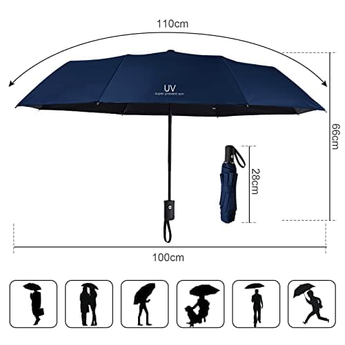 Vicloon Travel Umbrella 8 Ribs UV Sun Umbrella, Automatic Open & Close — view 2