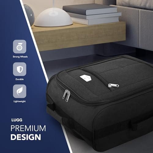 LUGG Cabin Size Lightweight Luggage - Durable 600D Polyester Snowflake Push Up Trolley - Solid Wheels - Easyjet, Ryanair, British Airways - Airway Locker (56x45x25cm) — view 3