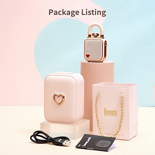 Divoom Love-Lock Bluetooth Speaker, Small Portable Music Box, Wireless Stereo Pairing Retro Soundbox, Cute Desktop Decoration, for Girls, Pink — view 6
