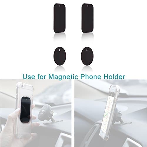 YIANERM 3M Adhesive 4 Packs Thin Metal Plate For Magnetic Car Phone Holder (2 Round and 2 Rectangle) — view 6