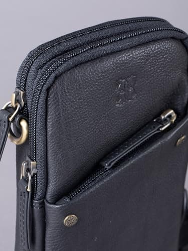 Lakeland Leather Harstone Leather Travel Bag for Women & Men – Genuine Leather Cross Body Travel Wallet Bag with Adjustable Strap, Passport Holder, Phone Bag, Twin Zip Compartments (Black) — view 4