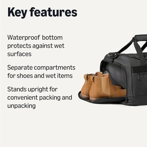 Amazon Essentials Lightweight Travel Duffel Bag with Wet Pocket and Shoe Compartment, 25” (63.5cm), Black — view 2
