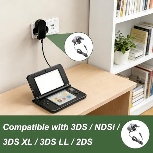 Charger Compatible With Nintendo 3DS XL New 3DS XL 2DS XL New 2DS XL DSi DSi XL Power Adapter, Power Adapter with UK Plug 1.2M Charging Cable Replacement for Handheld Console Gaming Charger — view 5