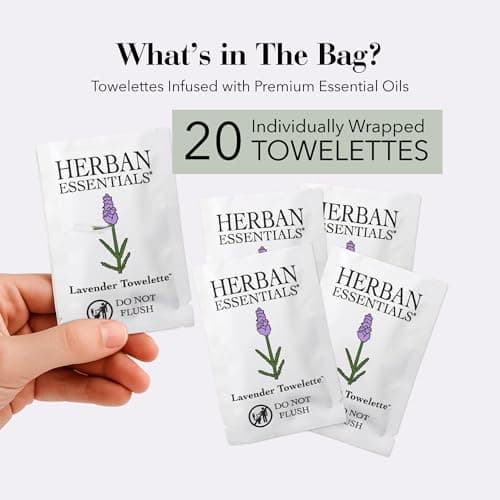 Herban Essentials Lavender Wipes & Towelettes, Essential Oil, 20 Count — view 2