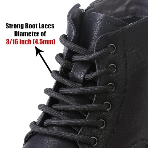 Yusimu Heavy Duty Boot & Shoe Laces 4.5mm Round Work Hiking, Black, 120cm — view 2