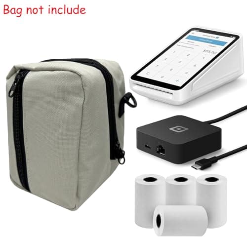 KOSTOO Square Terminal Protector Carrying Bag Portable Anti-Scratch Protective Travel Case Fits Terminal Power Adapter & Cable, Receipt Paper Rolls and Hub (Beige) — view 2