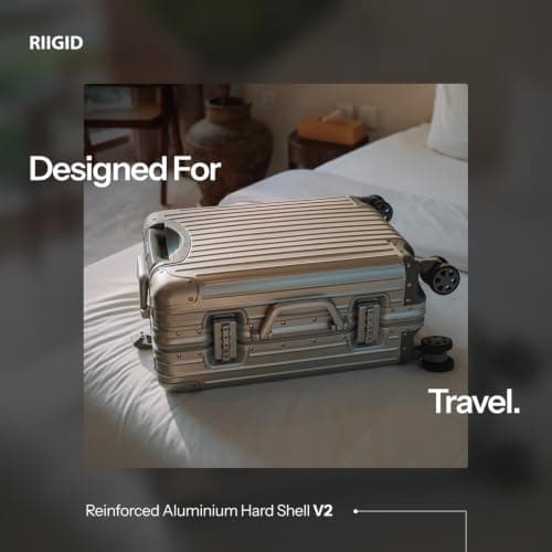 Riigid Silver 28 Inch Aluminium Suitcase Large, Hard Shell Check in Luggage with Removable Wheels, Zipperless TSA Lock, 8 Spinner Wheels, Metal Travel Suitcase, Large Silver Luggage, 77 x 50 x 27cm — view 3