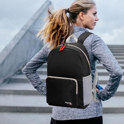 Risipu 20-35L Lightweight Foldable Backpack, Student Backpack, Small Rucksack Water Resistant Durable Packable Backpacks for Women Men Outdoor Camping Travelling Walking Hiking Biking (Black) — view 2