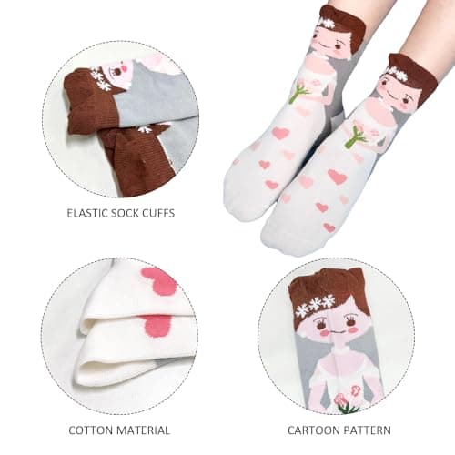 TYGFRT 2 Pairs of Wedding Socks for Men and Women, Cute and Funny Couple Socks, Gifts for Newlyweds, Small Funny Presents, Bride and Groom Calf Socks for Engagement — view 3