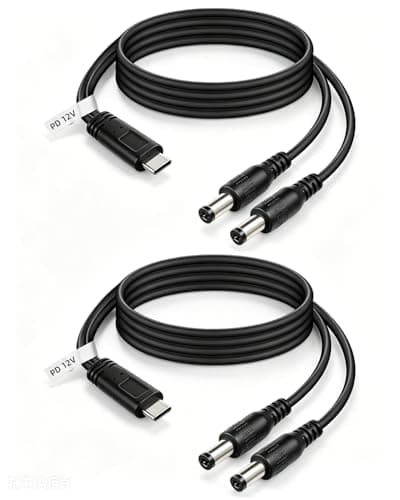 GELRHONR 5V-12V USB C to DC Trigger Boost Power Cable,3A&36W Type-C Female to Dual 5.5x2.1mm DC Jack Power Splitter, Suitable for Routers, LED Strip Lights, Cameras and TV Boxes, 2 Pack,3FT/100cm