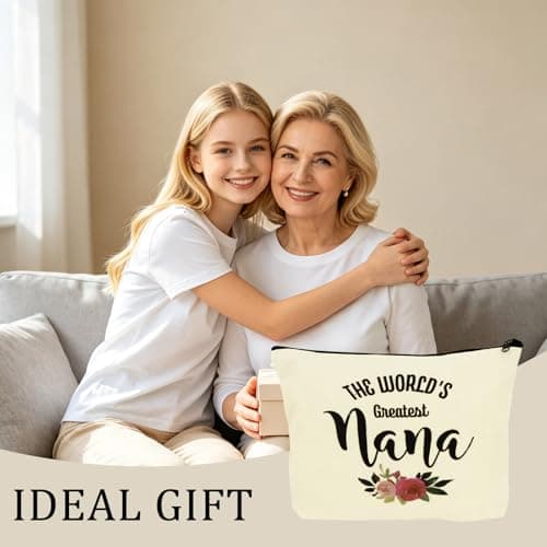 Nana Gift Makeup Bag The World's Greatest Nana Cosmetic Bag Floral Linen Travel Toiletry Bag Grandma Appreciation Pouch Organizer — view 6