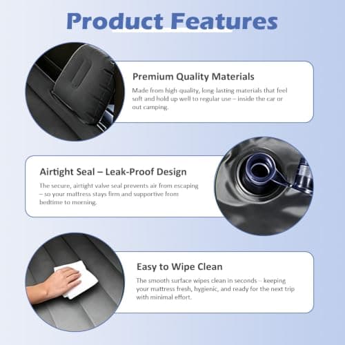 Car Air Mattress With Backrest,12V Pump,2 Pillows & Storage Bag For Camping — view 6
