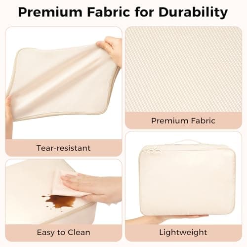 BAGAIL 8-Piece Packing Cubes Set, Travel Organizers with Breathable Mesh & Shoe Bag, Lightweight Nylon Packing Organisers for Luggage Suitcase, 9 Colors - Beige — view 4