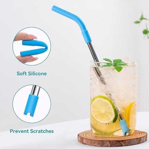 YIGZYCN 8 Pack Silicone Straw Heat Protectors Tongue Burn Ideal for Hot Drinks Winter Use Portable Silicone Straw Guards Easy Carry Travel Camping — view 6