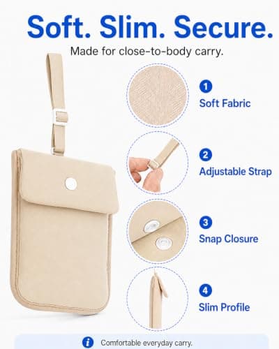 Bamneat RFID-Blocking Travel Bra Wallet, Hidden Money Pouch with Adjustable Elastic Strap, Perfect Secret Pocket Protect Your Passport Credit Cards Valuables, Nude, XL, RFID Protected — view 3