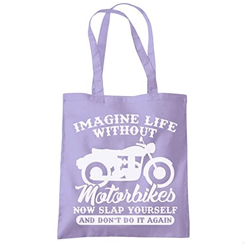 HotScamp Life Without Motorbikes - Tote Shopping Bag - Motorcycle Biker Dirt One size lavender purple