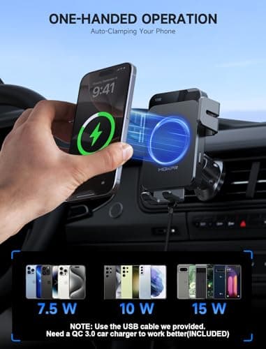 MOKPR Car Phone Holder Wireless Charger, 15W Wireless Car Charger — view 3