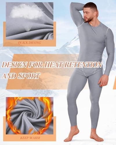 Hicarer 6 Pack Thermal Underwear for Men Fleece Lined Hunting Gear Set Base Layer Bottom Top for Cold Winter Weather, Vivid Color, XL — view 4