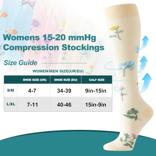 BISOUSOX Compression Socks for Women 15-20 mmHg Support Flight Socks — view 2