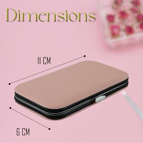 6Pcs Mini Manicure Case for Women, Pink Professional Manicure Set for Girls, Nail Care Set Nail Filer, Scissor, Tweezer, Cuticle Remover, Grooming Tools Kit Travel & Home — view 2