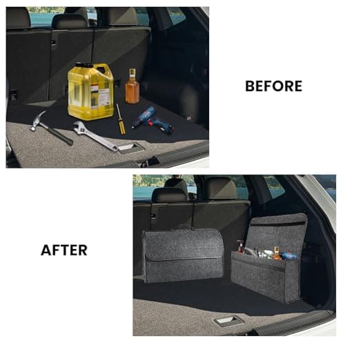 M.J COMFY-LIFE 50x30x15cm Car Boot Organizer Bag - Heavy Duty Anti-Slip Trunk Storage with Fastening Straps, Foldable Multi-Compartment Organizer for Tools, Emergency Kits, Groceries — view 2