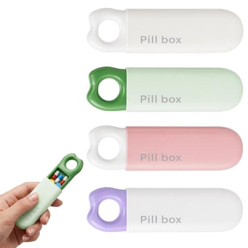 Four Colour Set Pill Box Travel, Portable Pill Organiser for Daily Medication Management, Small Pill Box with Compartments, for Travel and Daily Use