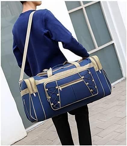Travel Duffle Bags for Men Weekender Over Night Carry On Bag Lightweight Extra Large Oxford Duffel Gym Sturdy Luggage Water-Proof for Men & Women 26" XL (Blue Gold) — view 3