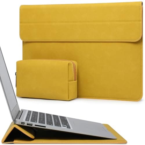 HYZUO 15-16 Inch Laptop Case Bag Sleeve with Stand, Olive Yellow