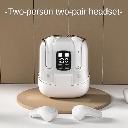 CCYLEZ Couple Wireless Earbuds Bluetooth, 4 Earbuds for Share Music, Noise Reduction, HiFi Stereo Sound, Real Time Battery Display, with Charging Case — view 2